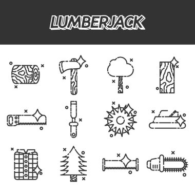 Oduncu düz Icon set