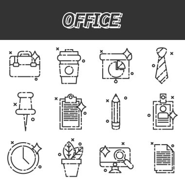 Office düz simgeler kümesi