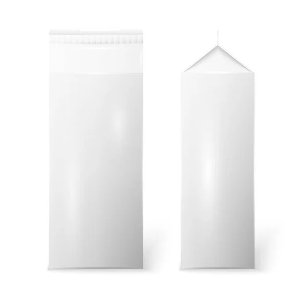 Milch und Saft kleine weiße Schachtel — Stockvektor