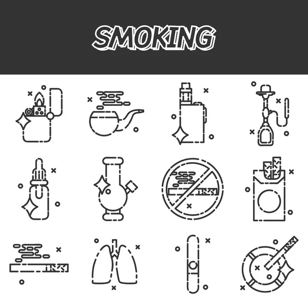 Smoking flat icons set — Stock Vector