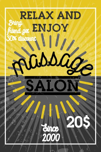 Colore vintage massaggio salone banner — Vettoriale Stock