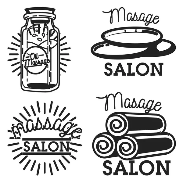 Colore vintage massaggio emblemi salone — Vettoriale Stock