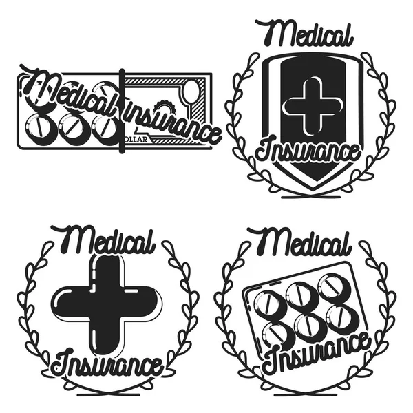 Färg vintage medicinsk försäkring emblem — Stock vektor