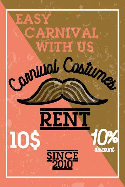 Banner de alquiler de trajes de carnaval vintage de color — Vector de stock