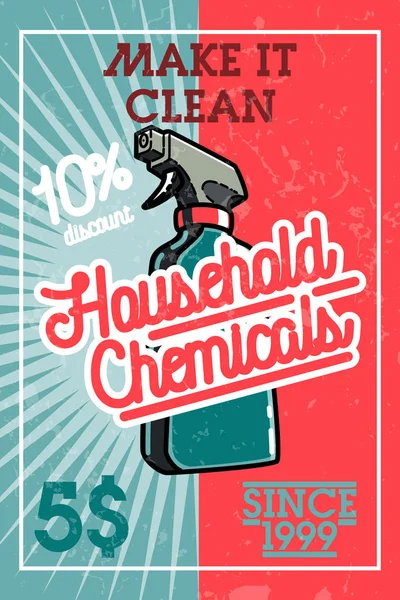 Warna vintage rumah tangga bahan kimia banner - Stok Vektor