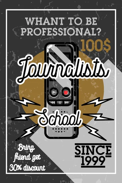 Kleur vintage journalisten school banner — Stockvector