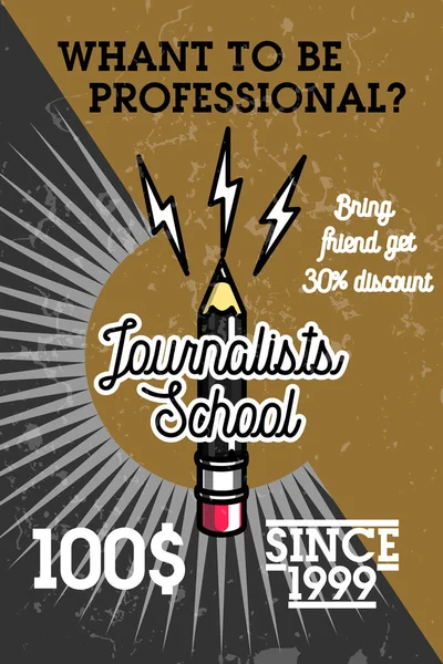 Kleur vintage journalisten school banner — Stockvector