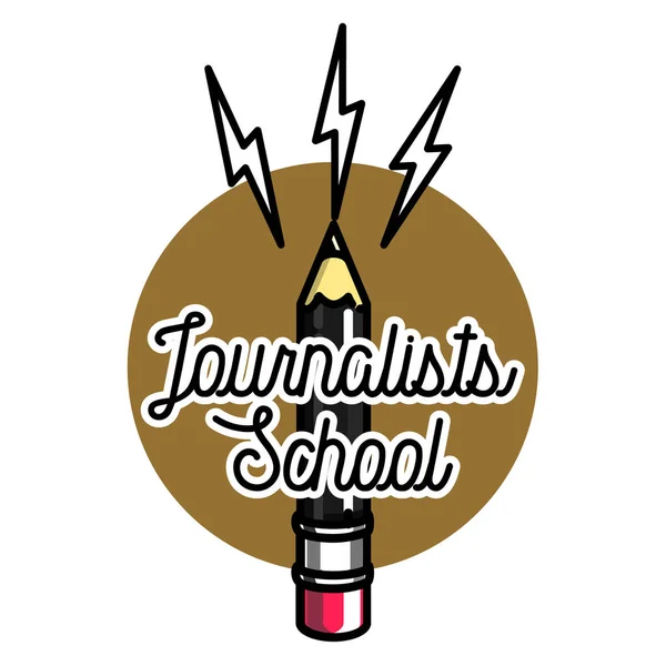 Cor vintage jornalistas escola emblema — Vetor de Stock