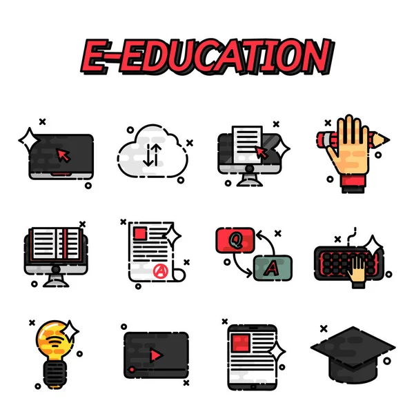 E-εκπαίδευση επίπεδες εικόνες set — Διανυσματικό Αρχείο
