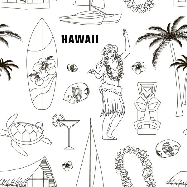 Hawaiano, Hawaii Set pattern — Vettoriale Stock