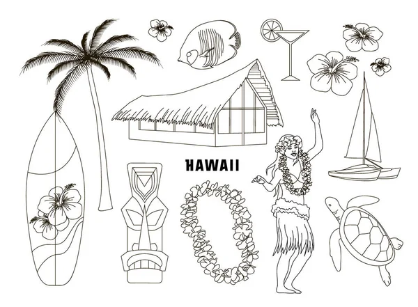 Hawaiano, Hawaii Set — Vector de stock