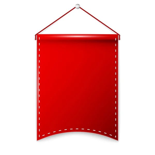 Red pennant hanging, mockup — Stock Vector