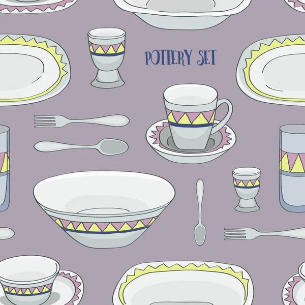 Pottery set pattern — Stock Vector