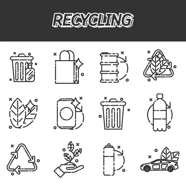 Reciclaje conjunto de iconos planos — Vector de stock