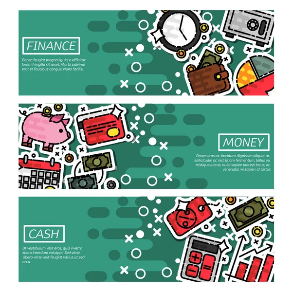 Conjunto de Banners Horizontales sobre finanzas — Vector de stock