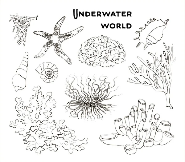 水下的对象的集合 — 图库矢量图片