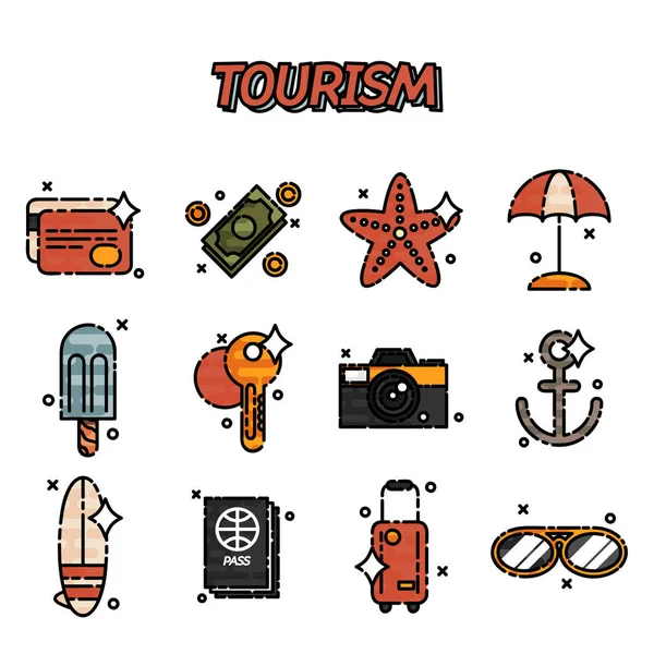 Turisme flade ikoner sæt – Stock-vektor