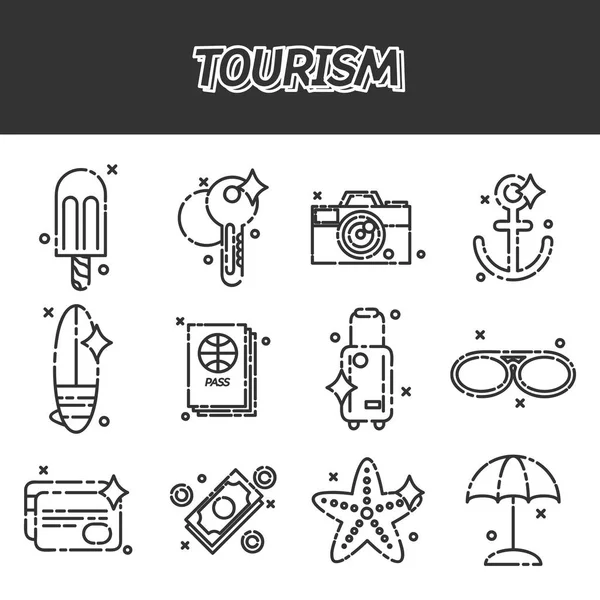 Conjunto de iconos planos de turismo — Archivo Imágenes Vectoriales