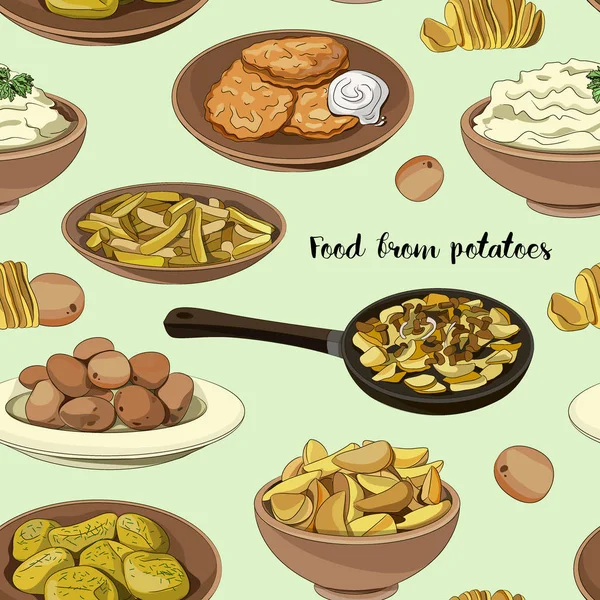 食品从土豆模式 — 图库矢量图片