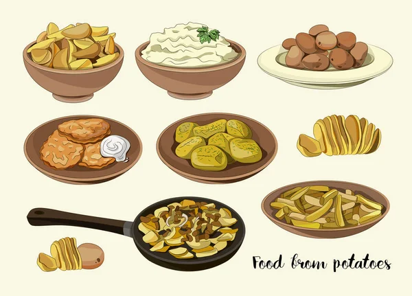Nahrung aus Kartoffeln — Stockvektor