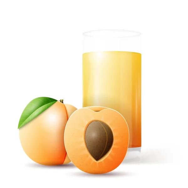 整个和杏半杯果汁 — 图库矢量图片