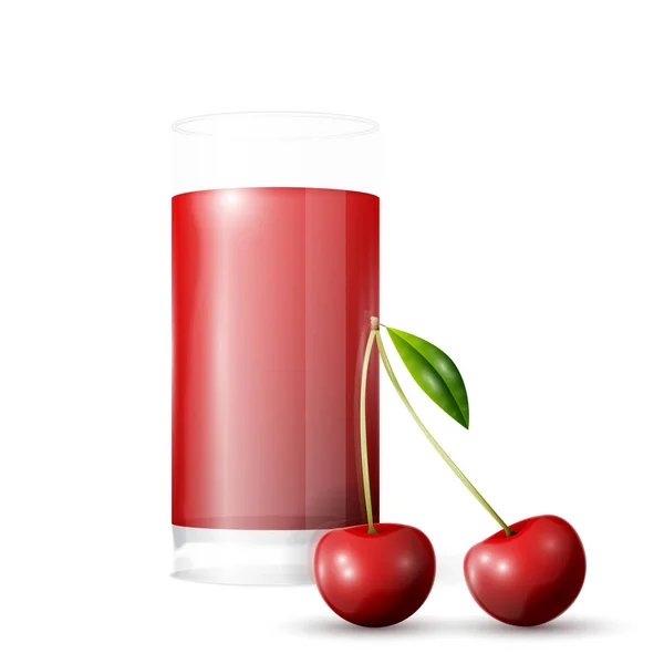 Cseresznye és pohár gyümölcslé — Stock Vector