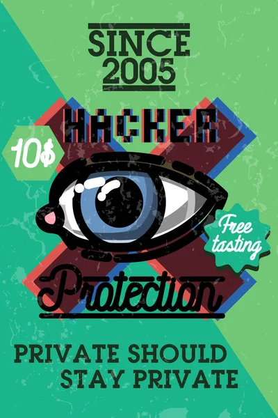 Farbe Vintage Hacker Protecrion Banner — Stockvektor