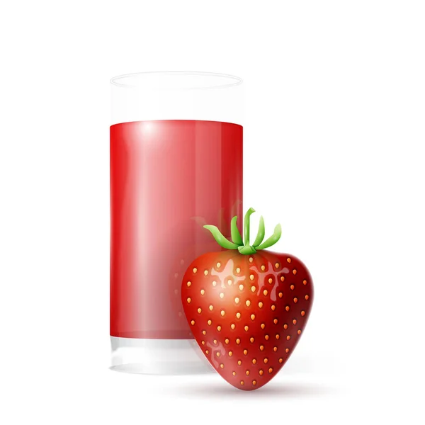 Erdbeere und ein Glas Saft — Stockvektor