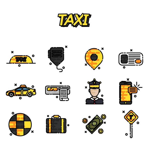 Taxi iconos concepto plano — Vector de stock