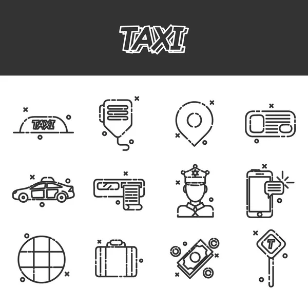 Taxi iconos concepto plano — Vector de stock