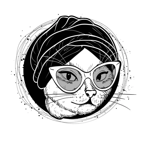 ชุดสีเวกเตอร์ของใบหน้าผู้หญิงแมวที่งดงาม — ภาพเวกเตอร์สต็อก