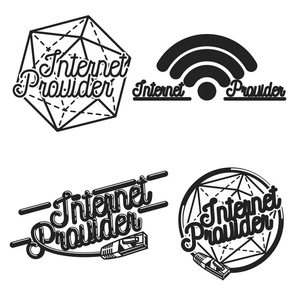 Cor emblemas de provedor de internet vintage — Vetor de Stock