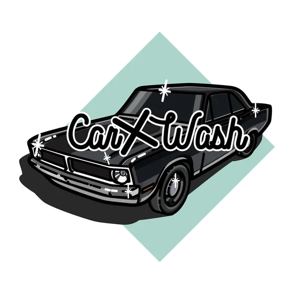 Couleur vintage emblème de lavage de voiture — Image vectorielle