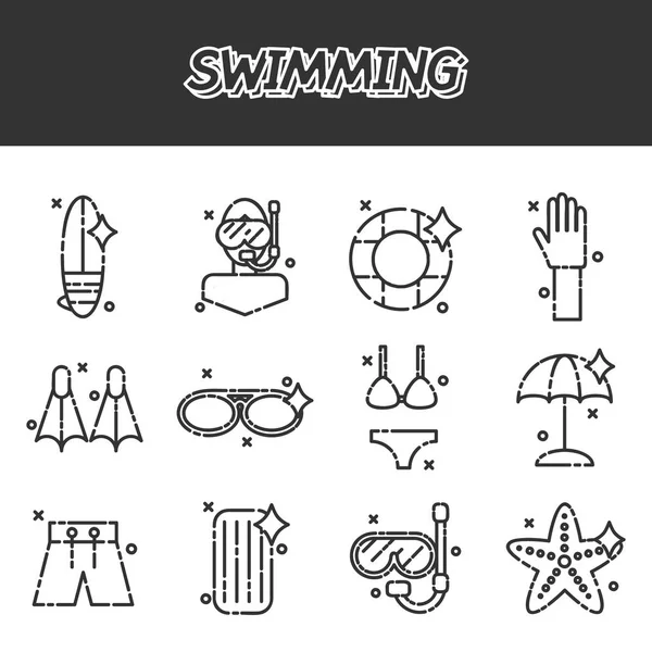 Simning ikoner set — Stock vektor