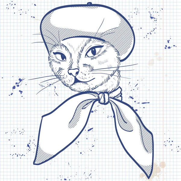 Вектор елегантна жінка з котячою головою — стоковий вектор