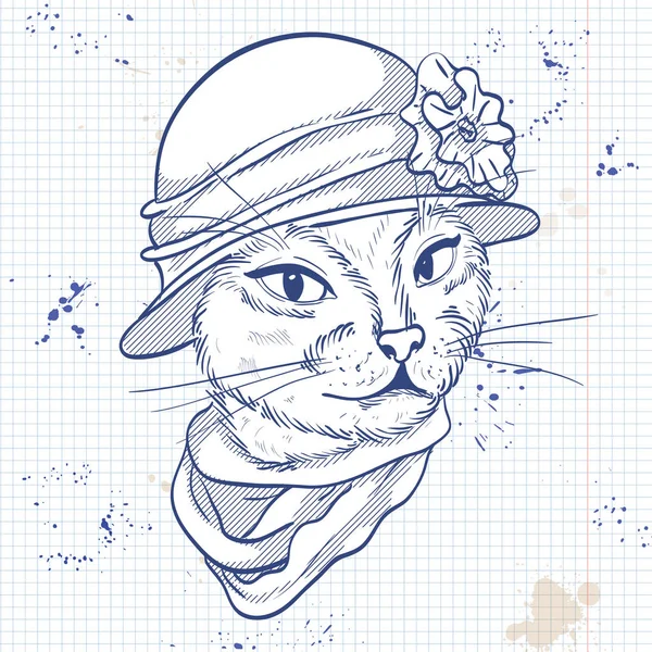 เวกเตอร์ ผู้หญิงที่งดงามกับหัวแมว — ภาพเวกเตอร์สต็อก