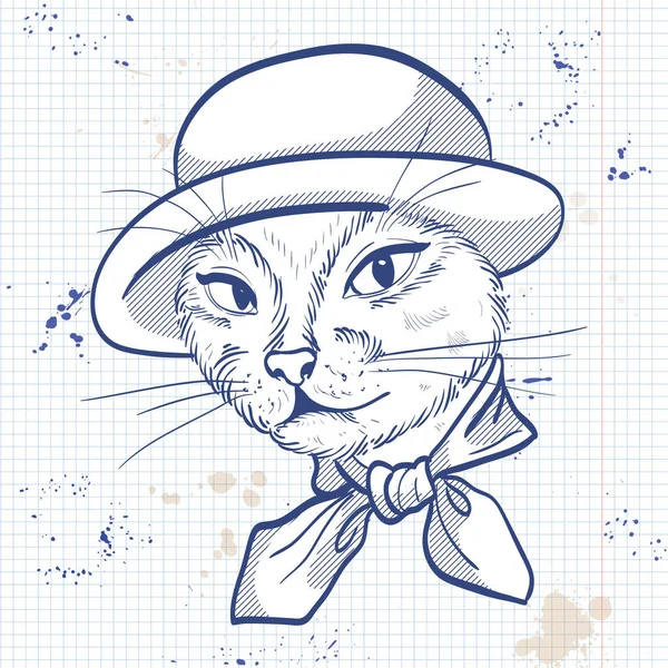 เวกเตอร์ ผู้หญิงที่งดงามกับหัวแมว — ภาพเวกเตอร์สต็อก