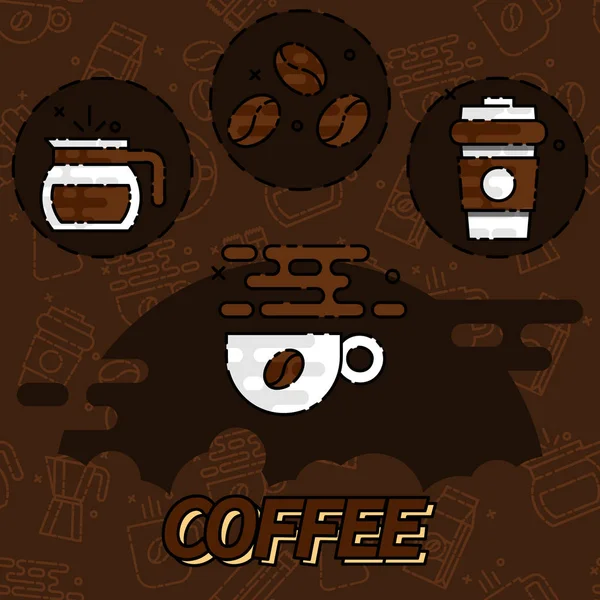 Koffie platte concept pictogrammen — Stockvector