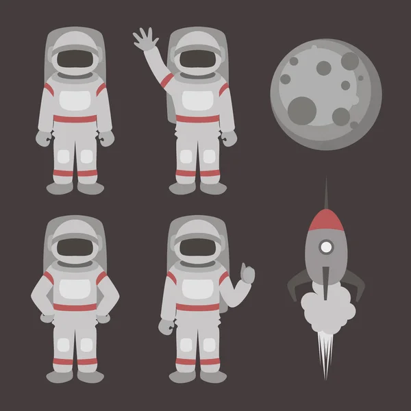 Conjunto de caracteres Astronautas — Vetor de Stock