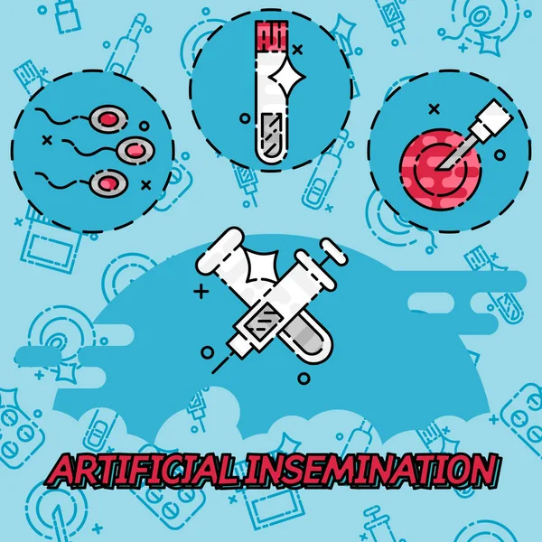 Iconos de concepto plano de inseminación artificial — Vector de stock