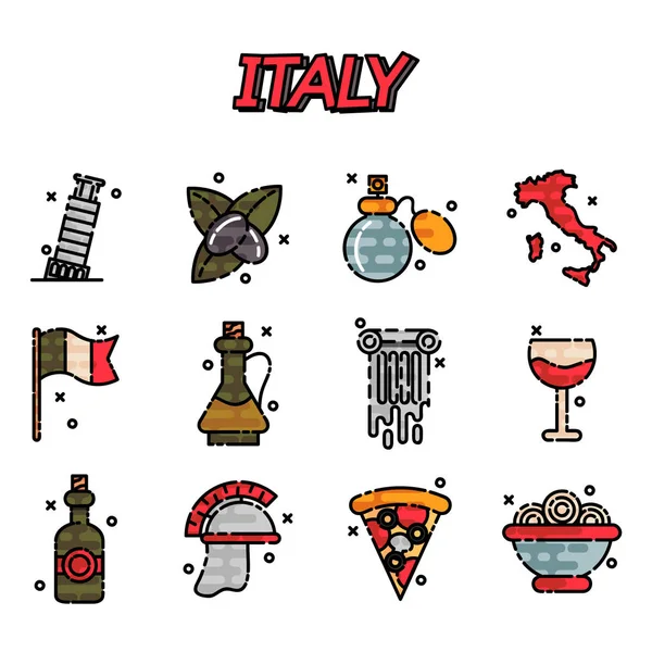 Italy Flat Icons Design — Stock Vector