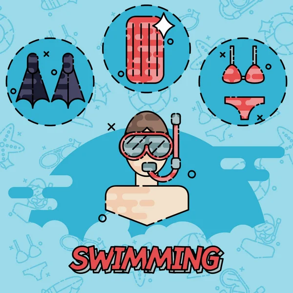 Swimming flat concept — Stock Vector