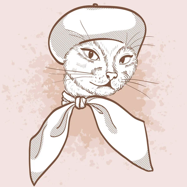 Векторный эскиз элегантной кошки — стоковый вектор