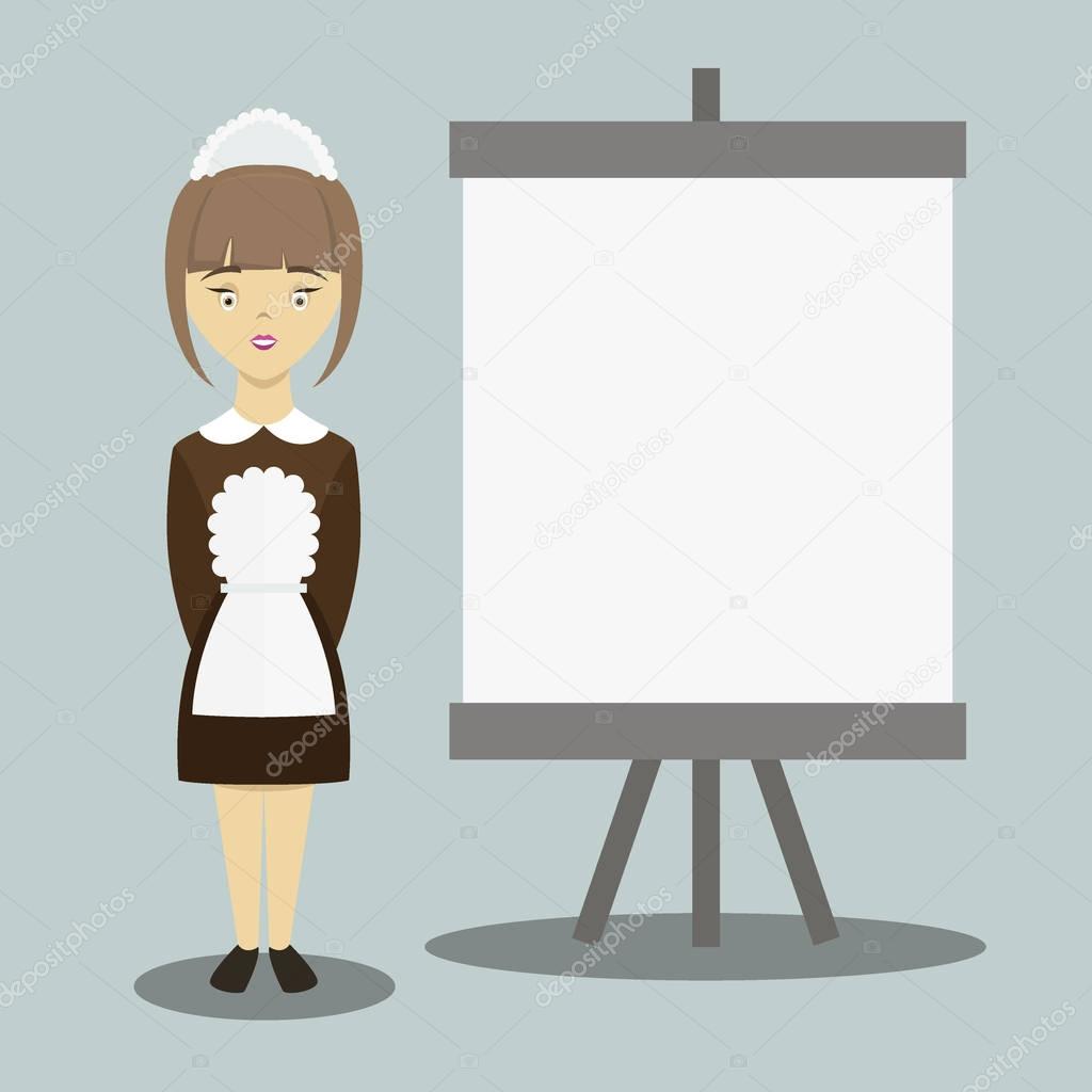 Young beautiful maid. Cleaning service. Vector illustration EPS 10