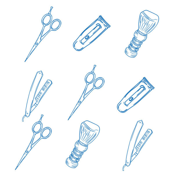 Barber and hairdresser icons set