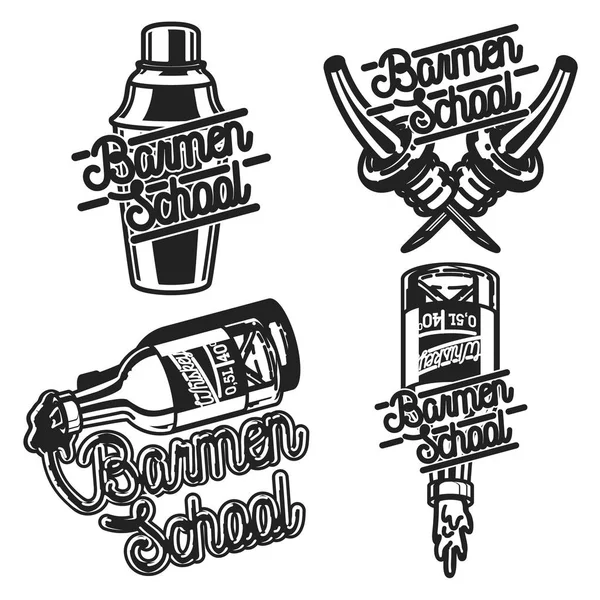 Cor vintage barmen escola emblemas — Vetor de Stock