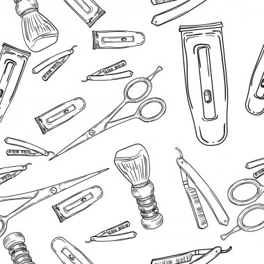 Elle çizilmiş retro berber seamless modeli.