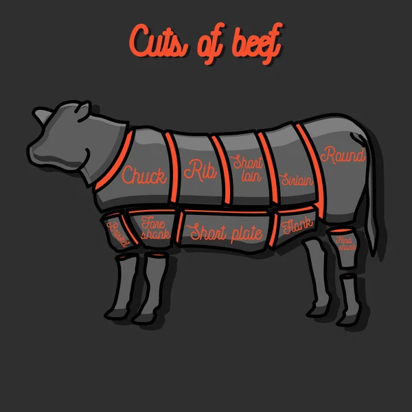 Corte de conjunto de carne . — Vector de stock
