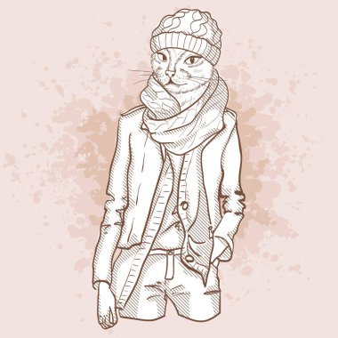 Zarif kedi vektör çizimi