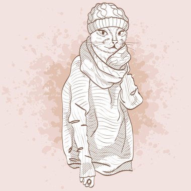 Zarif kedi vektör çizimi